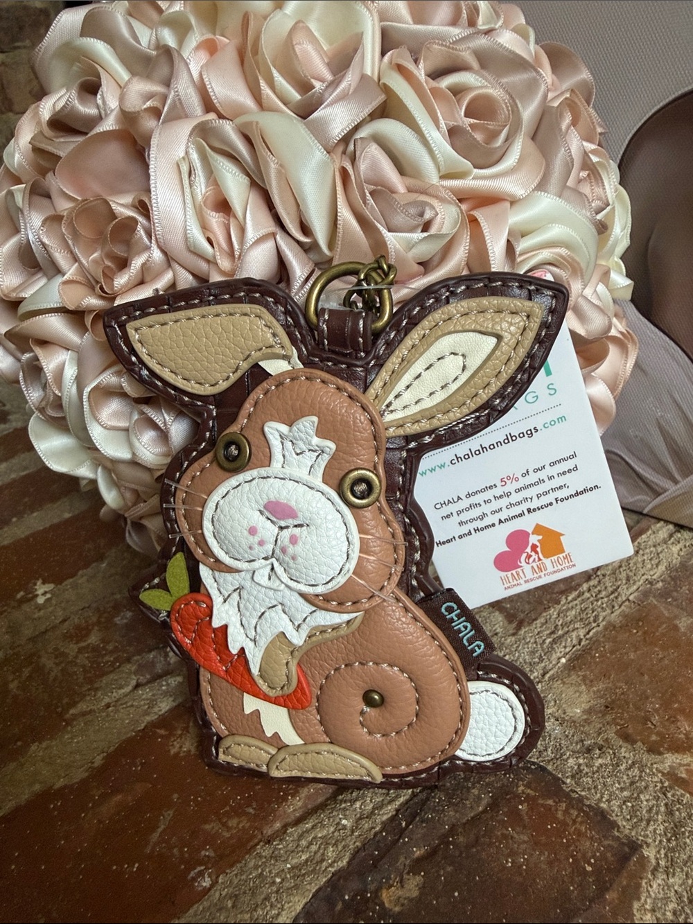 Chala Bunny Leather Coin Purse Keychain - Pink, Tan, White, Brown